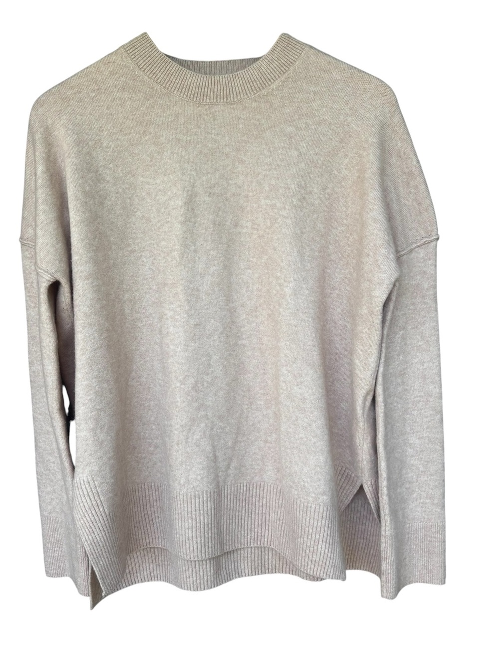 AllSaints Women's Oversize Sweater XS Tan Wool Yak Blend Quiet Luxury Minimalist
